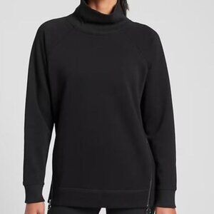 Athleta | Black Karma Funnel Neck Zipper Side Sweatshirt Large